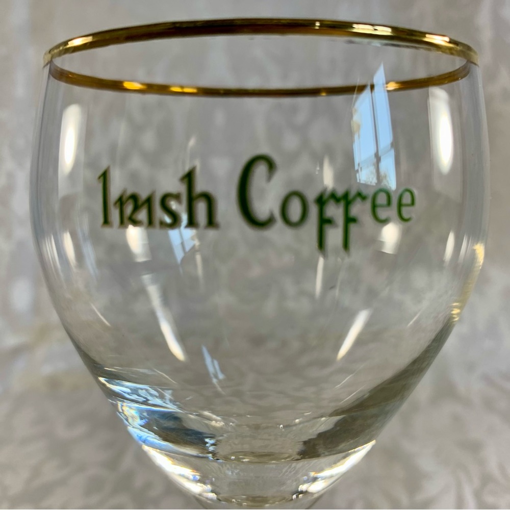Irish Coffee Glass Goblet Green Shamrock Stem 5 3/4”